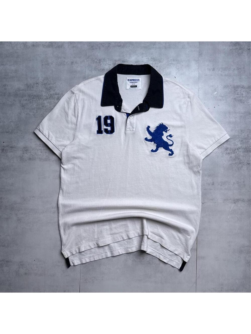 Y2K Express 00s White Big Logo Polo Shirt